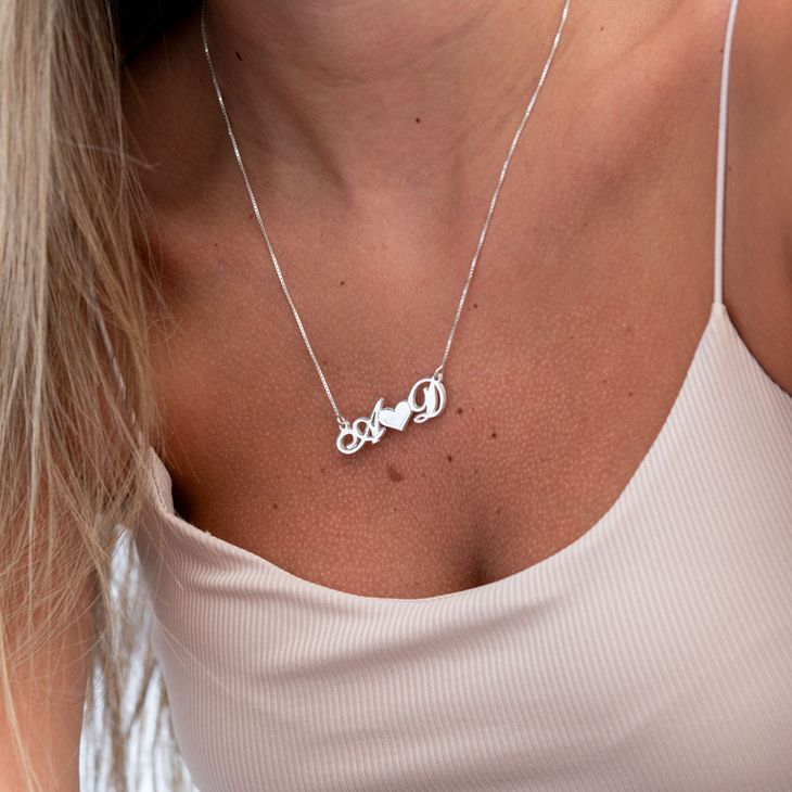 Open Heart Initials Necklace