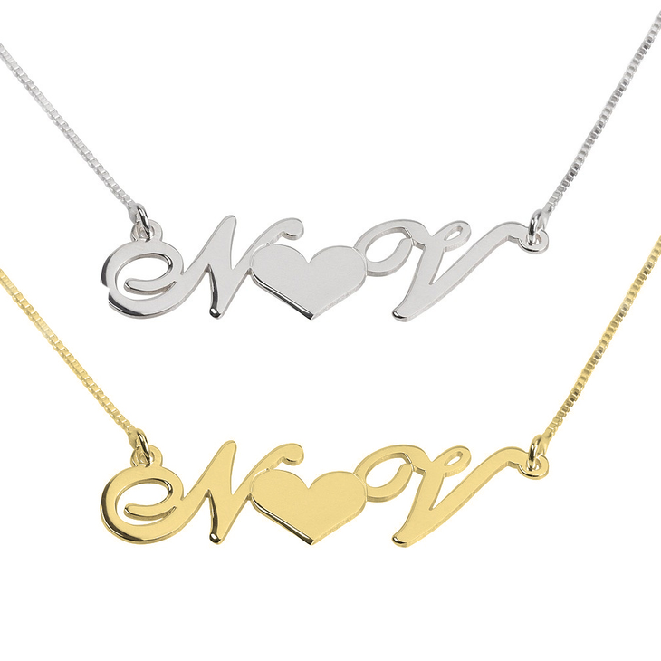 Open Heart Initials Necklace